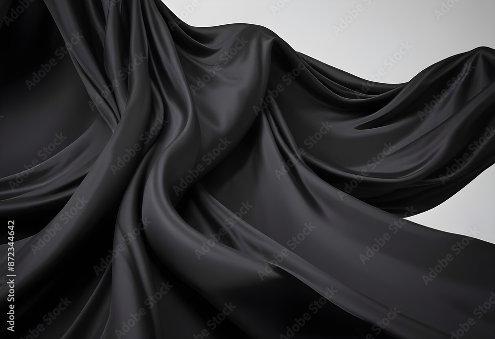 Wavy smooth black silk drapery background texture sample Wavy smooth black silk drapery background texture sample