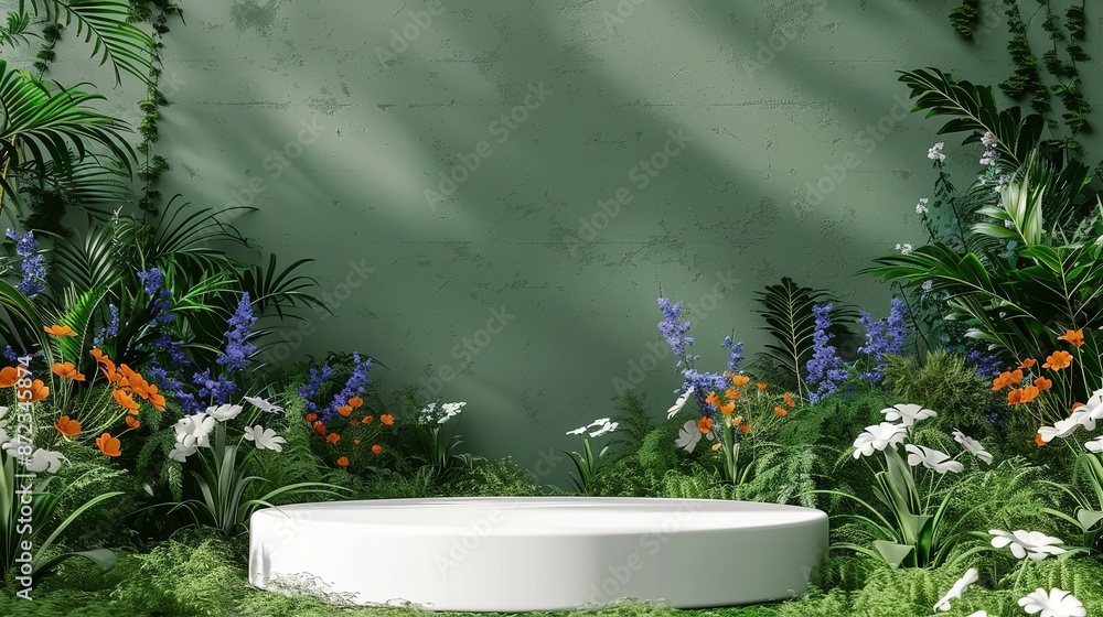 White Platform Surrounded by Lush Greenery White Platform Surrounded by Lush Greenery
