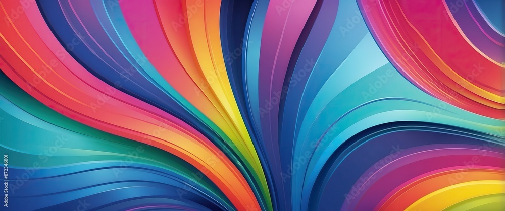 A vibrant abstract design with swirling, multicolored waves creating a dynamic and lively background, perfect for celebrations, creative projects, and modern decor A vibrant abstract design with swirling, multicolored waves creating a dynamic and lively background, perfect for celebrations, creative projects, and modern decor