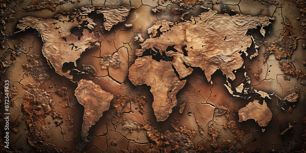 Fototapeta premium Vintage World Map Texture
