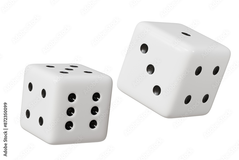 3d Rolling dice icon isolated on purple background. White roll cubes for gamble games concept, casino token concept. 3d dice cube icon. 3d render. 3d Rolling dice icon isolated on purple background. White roll cubes for gamble games concept, casino token concept. 3d dice cube icon. 3d render.