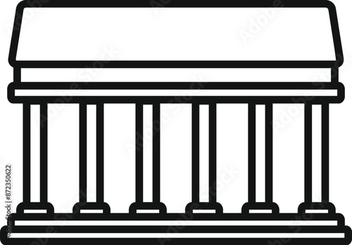 Simple line icon representing an ancient greek building, evoking history and architecture