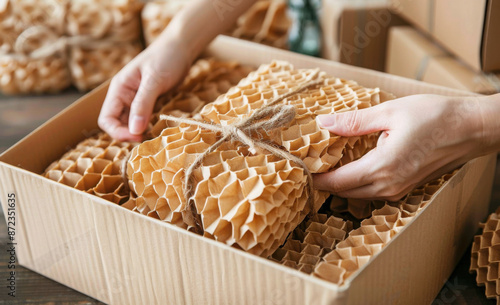 Eco friendly brown paper honeycomb wrap for product packaging parcel carton box