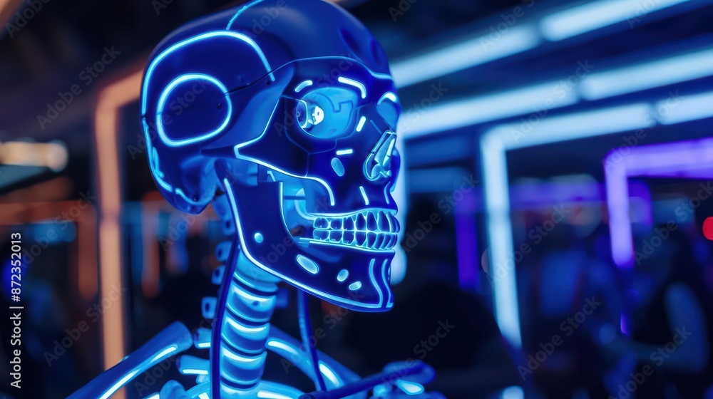 A futuristic Halloween event showcases enchanted robots that transform into supernatural creatures at night A futuristic Halloween event showcases enchanted robots that transform into supernatural creatures at night