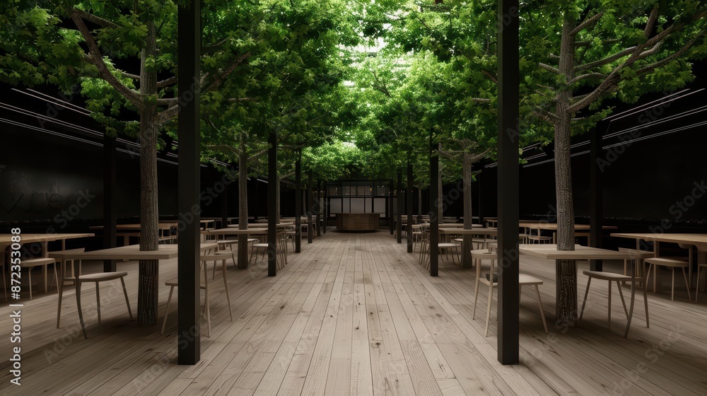 A hightech dessert cafe features living dessert trees that grow within the restaurant A hightech dessert cafe features living dessert trees that grow within the restaurant