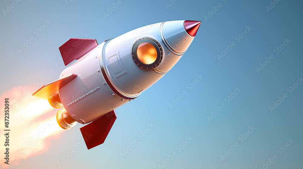 A rocket flying in the air with a clear background behind it. This is a drawing of an object often used by startups. A rocket flying in the air with a clear background behind it. This is a drawing of an object often used by startups.