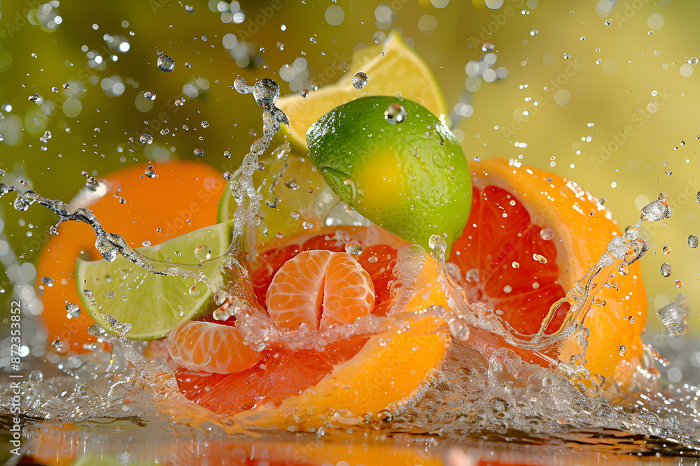 A burst of summer energy captured in a colorful photo featuring delicious and vibrant fruits A burst of summer energy captured in a colorful photo featuring delicious and vibrant fruits