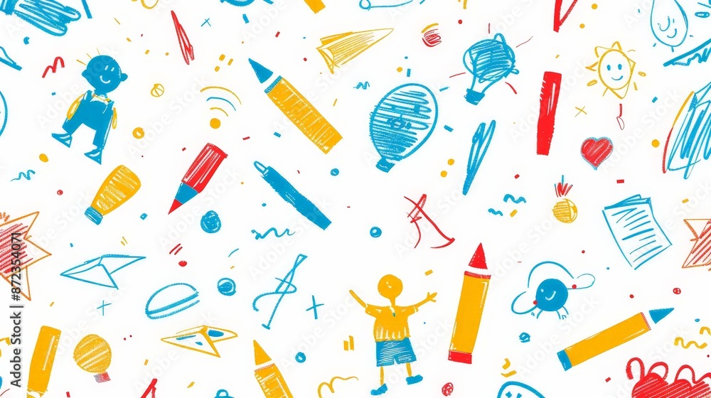 Whimsical Children Activities in Colorful Illustration Whimsical Children Activities in Colorful Illustration