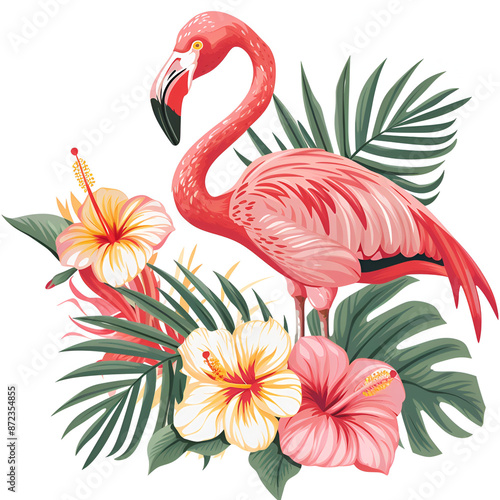 Artistic Style Design of Flamingo Logo Illustration Perfect for Print on Demand T Shirt Design 
