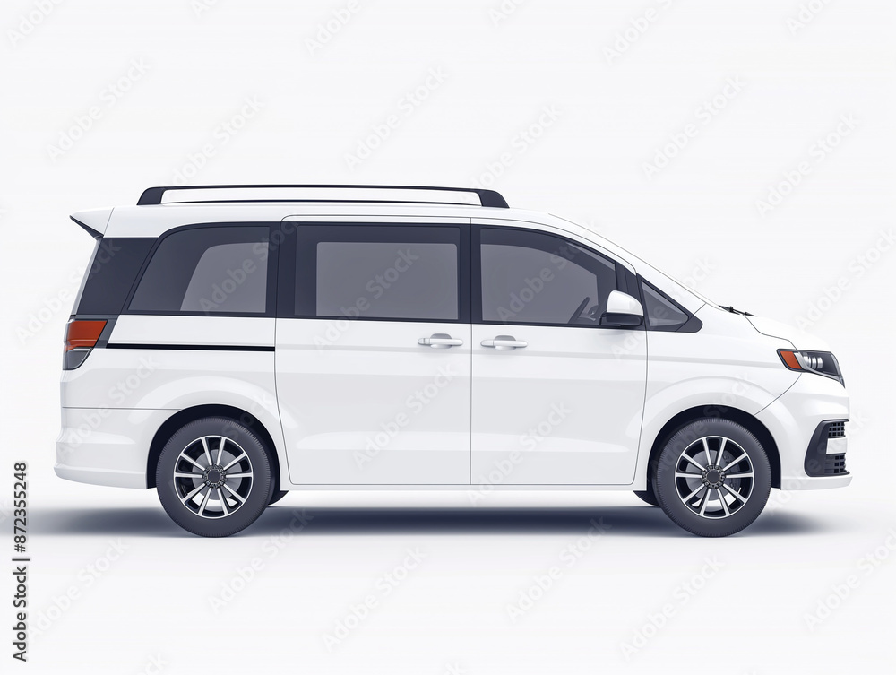 White minivan isolated on a white background White minivan isolated on a white background