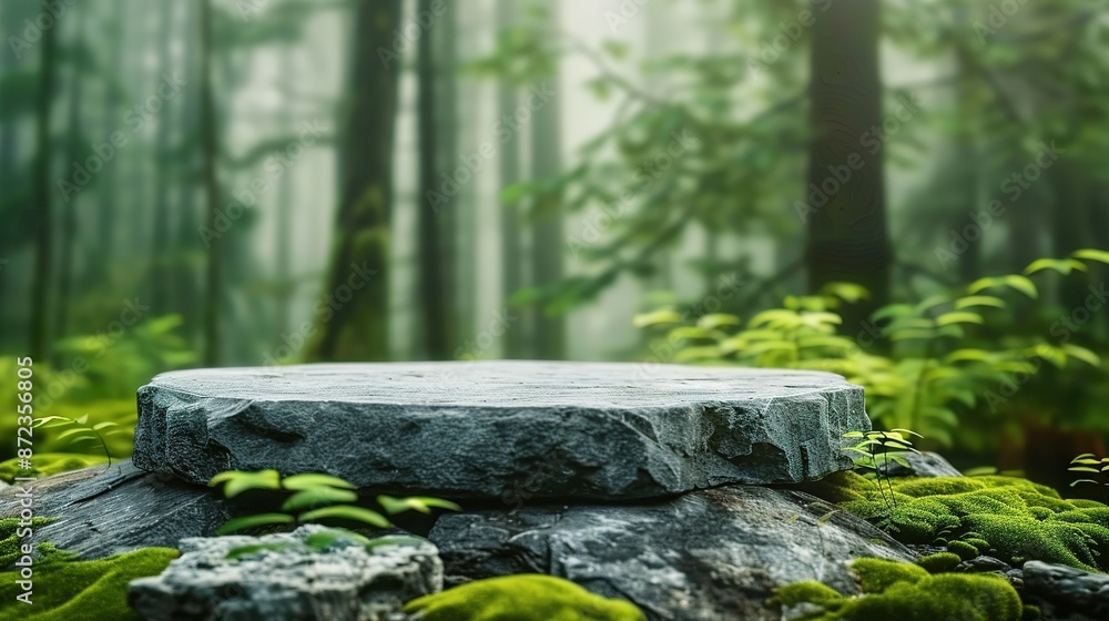 Stone Platform in a Misty Forest Stone Platform in a Misty Forest