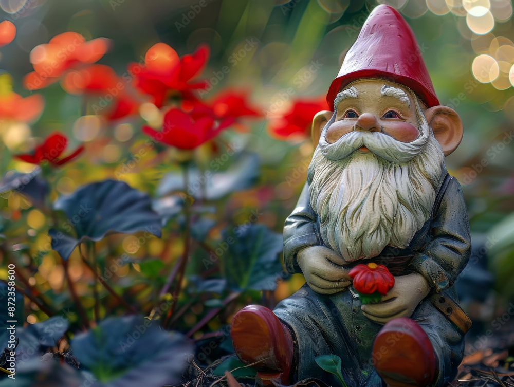Obraz premium Closeup of Garden Gnome, Generative AI Illustration