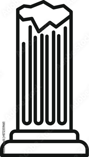 Simple line art icon of a broken ancient column, evoking the passage of time and the fragility of civilizations