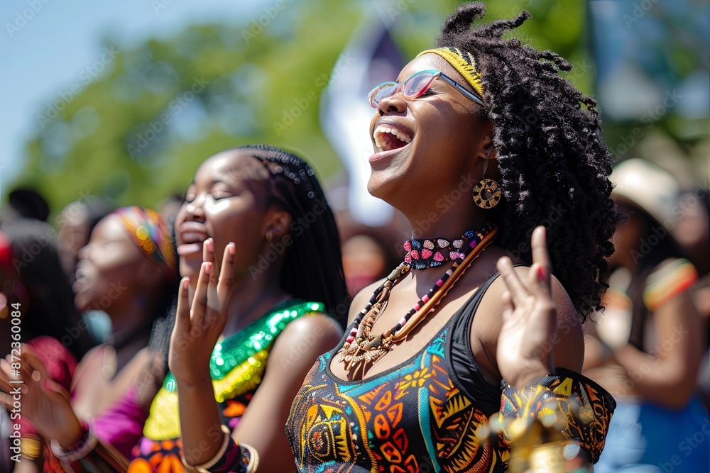 Joyful Celebration of Freedom Day Juneteenth in a Crowd of Black People Joyful Celebration of Freedom Day Juneteenth in a Crowd of Black People