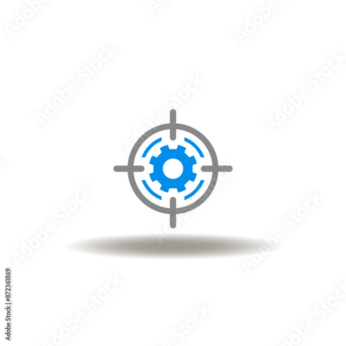 Vector illustration of aim gear. Icon of scope of work. Symbol of work management and target achievement.
