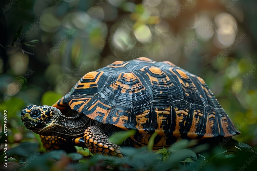 Indian Star Tortoise, Macro,Left side view Indian Star Tortoise, Macro,Left side view