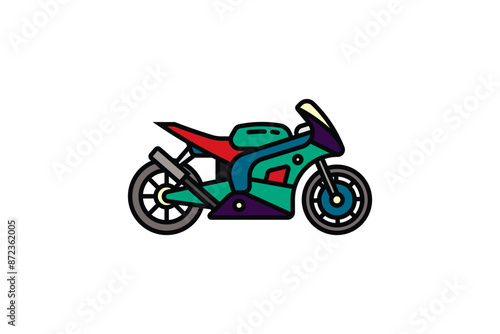 Original vector illustration. The contour icon of a racing sports motorcycle. Superbike. © artmarsa