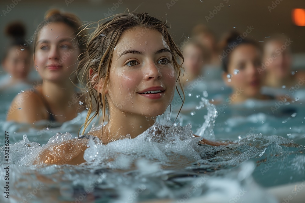 Obraz premium Energetic Aqua Gym Class for Active Seniors