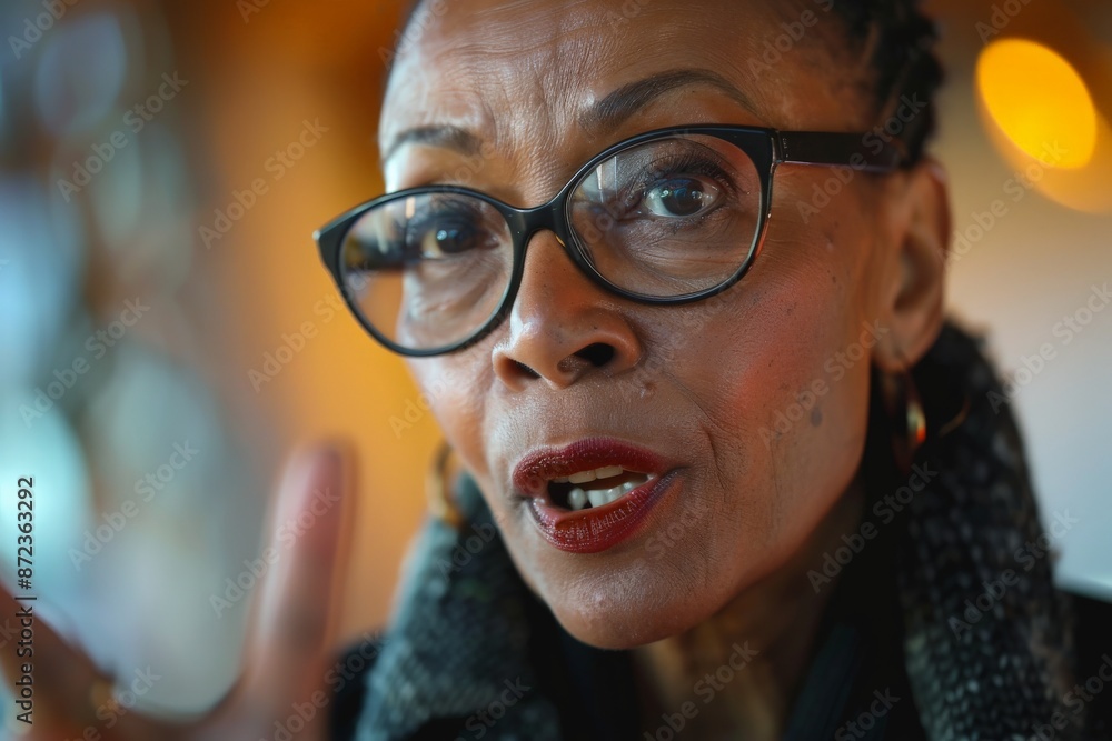 A blurred, out-of-focus image of a person wearing glasses and gesturing with their hand, evoking a sense of mystery and abstract representation of human communication. A blurred, out-of-focus image of a person wearing glasses and gesturing with their hand, evoking a sense of mystery and abstract representation of human communication.