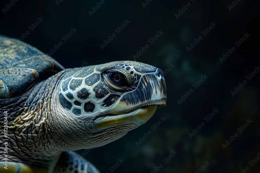 Olive Ridley Sea Turtle, Macro,Left side view Olive Ridley Sea Turtle, Macro,Left side view