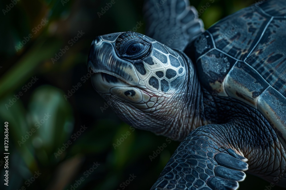 Obraz premium Olive Ridley Turtle, Macro,Left side view