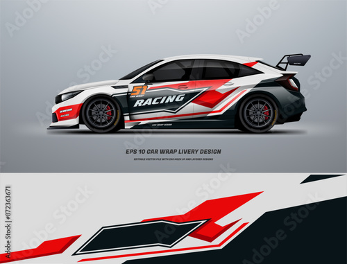 Sporty Racing Car wrap livery design. vinyl sticker design in vector file