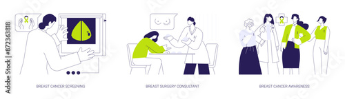 Breast cancer diagnosis abstract concept vector illustrations.