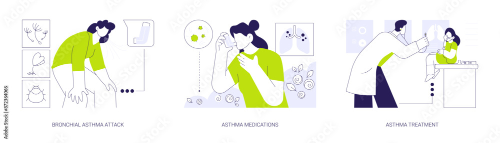 Bronchial asthma abstract concept vector illustrations. Bronchial asthma abstract concept vector illustrations.