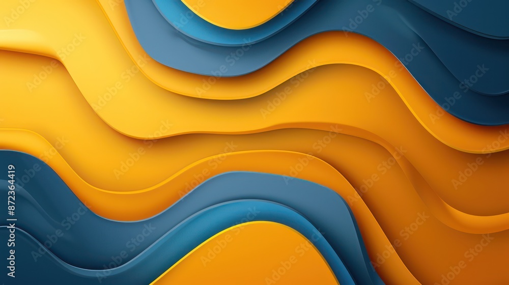 Vibrant yellow and blue abstract wavy layers in modern design Vibrant yellow and blue abstract wavy layers in modern design