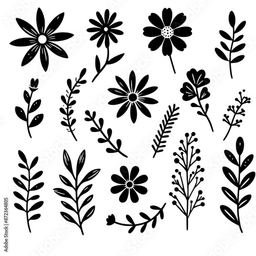 plants flower set vector illustration isolated © Alienalgorithm