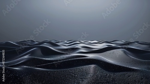 Serene Black Sand Beach with Gentle Lighting for Text Overlay