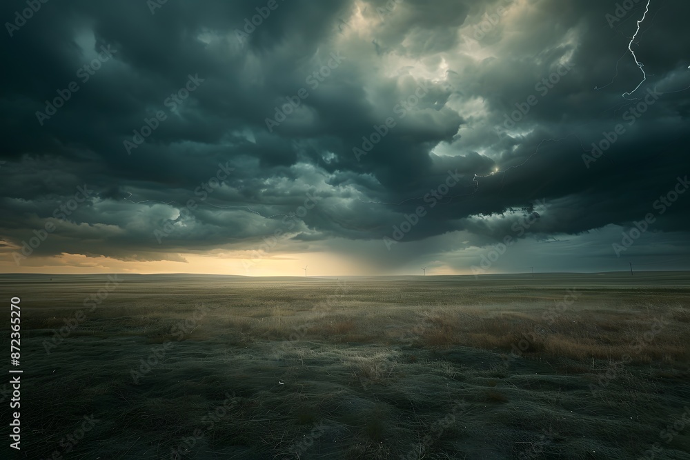 Dark Storm Clouds Over a Grassy Field Dark Storm Clouds Over a Grassy Field