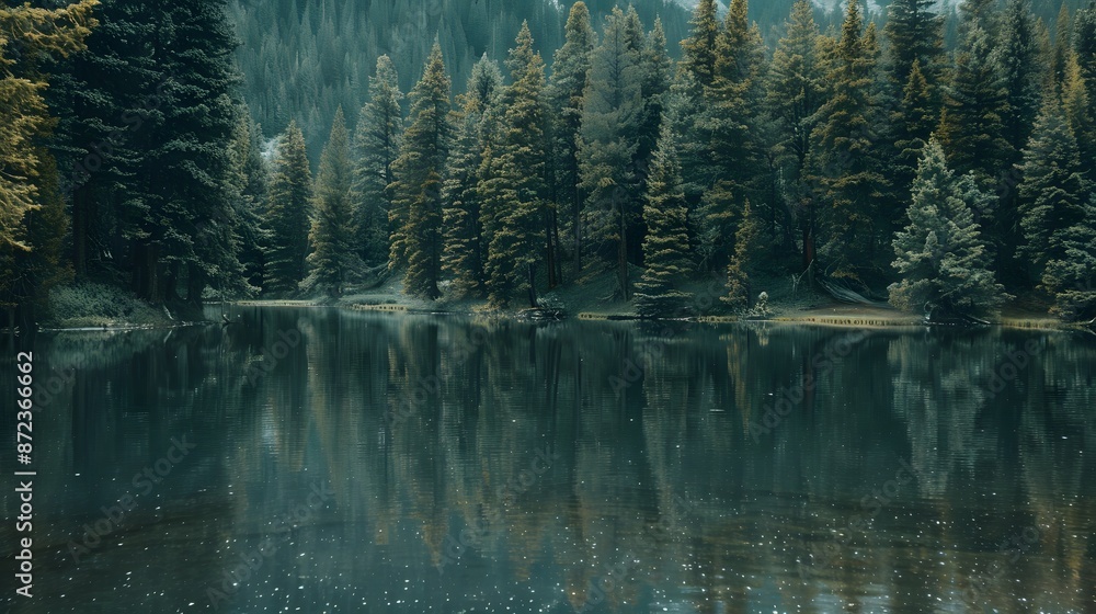 Tranquil Forest Lake with Pristine Reflections Tranquil Forest Lake with Pristine Reflections