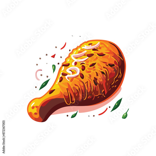 Vector Illustration of Chicken Tikka with Spicy