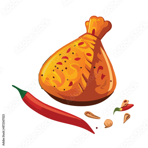 Vector Illustration of Chicken Tikka with Spicy