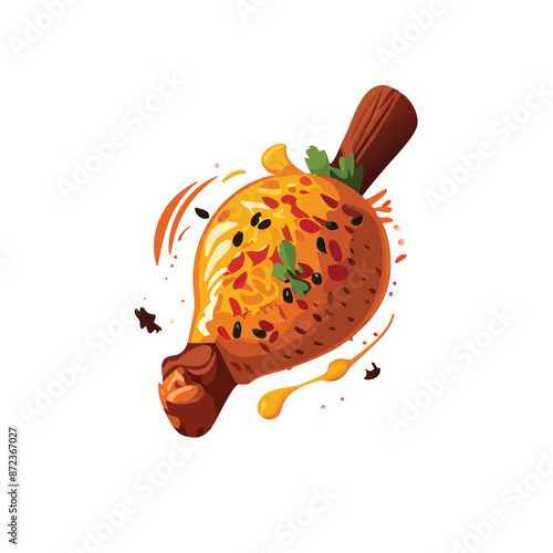 Vector Illustration of Chicken Tikka with Spicy