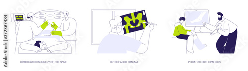 Traumatology and orthopaedic surgery abstract concept vector illustrations.