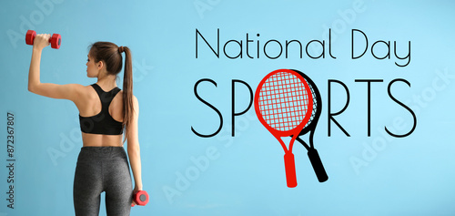 Sporty young woman with dum...