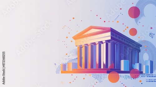 Geometric Banking Abstraction on Light Grey Background - Finance and Business Concept in Modern Design