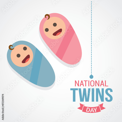 National twins day vector illustration. National twins day themes design concept with flat style vector illustration. Suitable for greeting card, poster and banner.