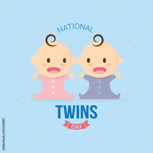 National twins day vector illustration. National twins day themes design concept with flat style vector illustration. Suitable for greeting card, poster and banner.