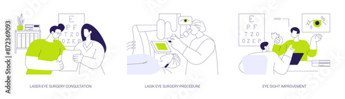 LASIK surgery abstract concept vector illustrations.