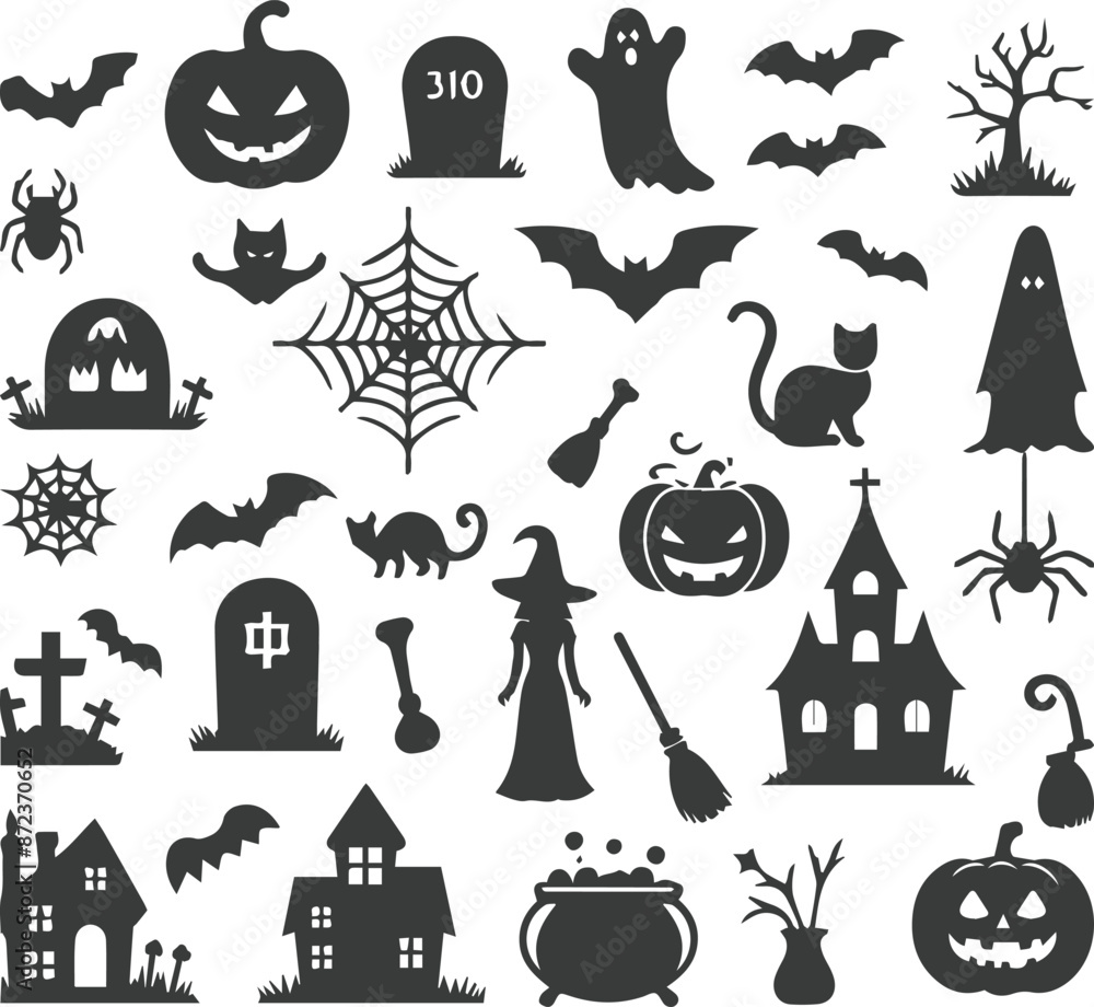 Obraz premium Vintage Halloween Elements Vector Design Collection