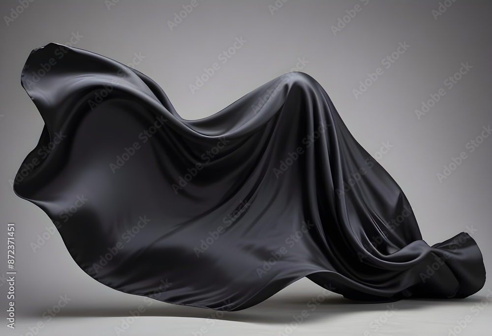 Wavy smooth black silk drapery background texture sample Wavy smooth black silk drapery background texture sample
