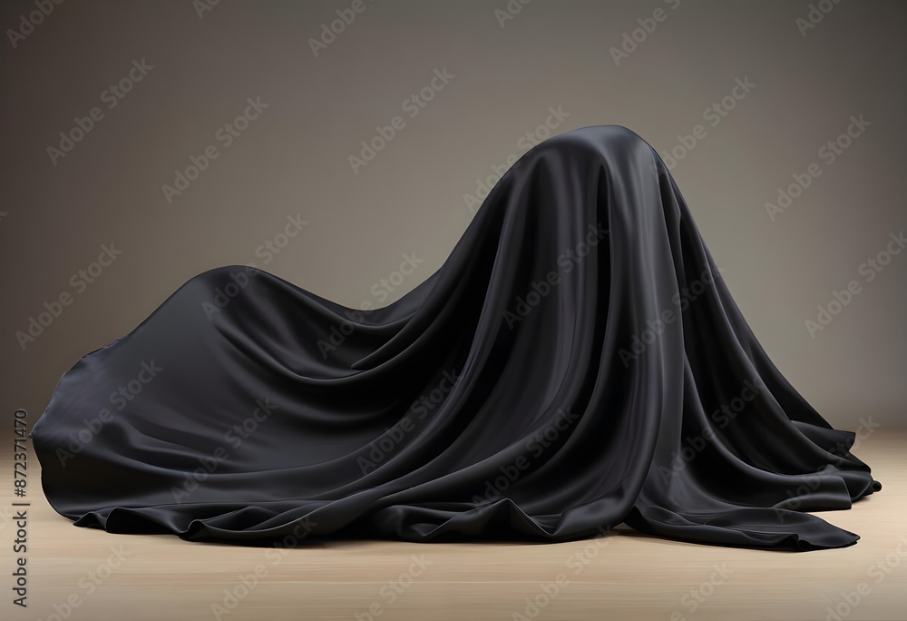 Wavy smooth black silk drapery background texture sample Wavy smooth black silk drapery background texture sample