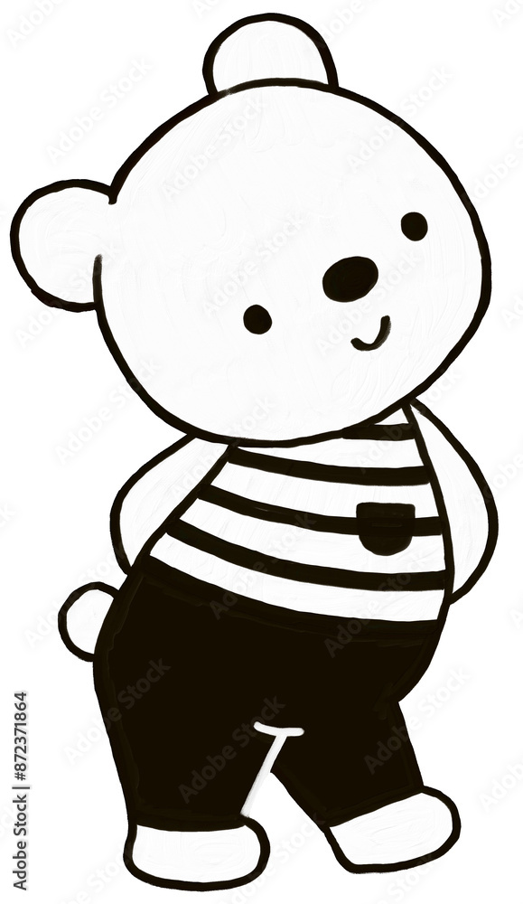 Bear illustration . Minimal and cute design with oil painting texture . Black and white teddy Bear illustration . Minimal and cute design with oil painting texture . Black and white teddy