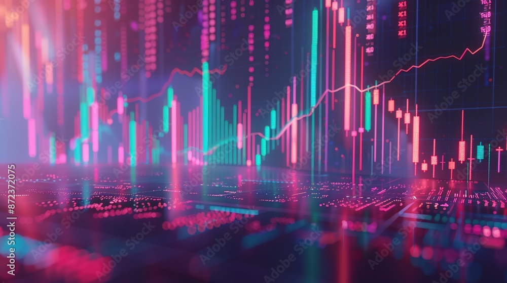 Abstract 3D stock market figures on gradient background, no people Abstract 3D stock market figures on gradient background, no people
