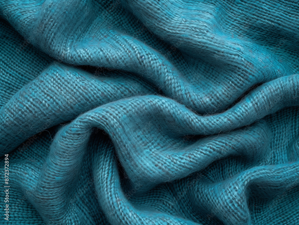 Warm Textures: Teal Folded and Creased Affixed Wool Blend Fabric Warm Textures: Teal Folded and Creased Affixed Wool Blend Fabric