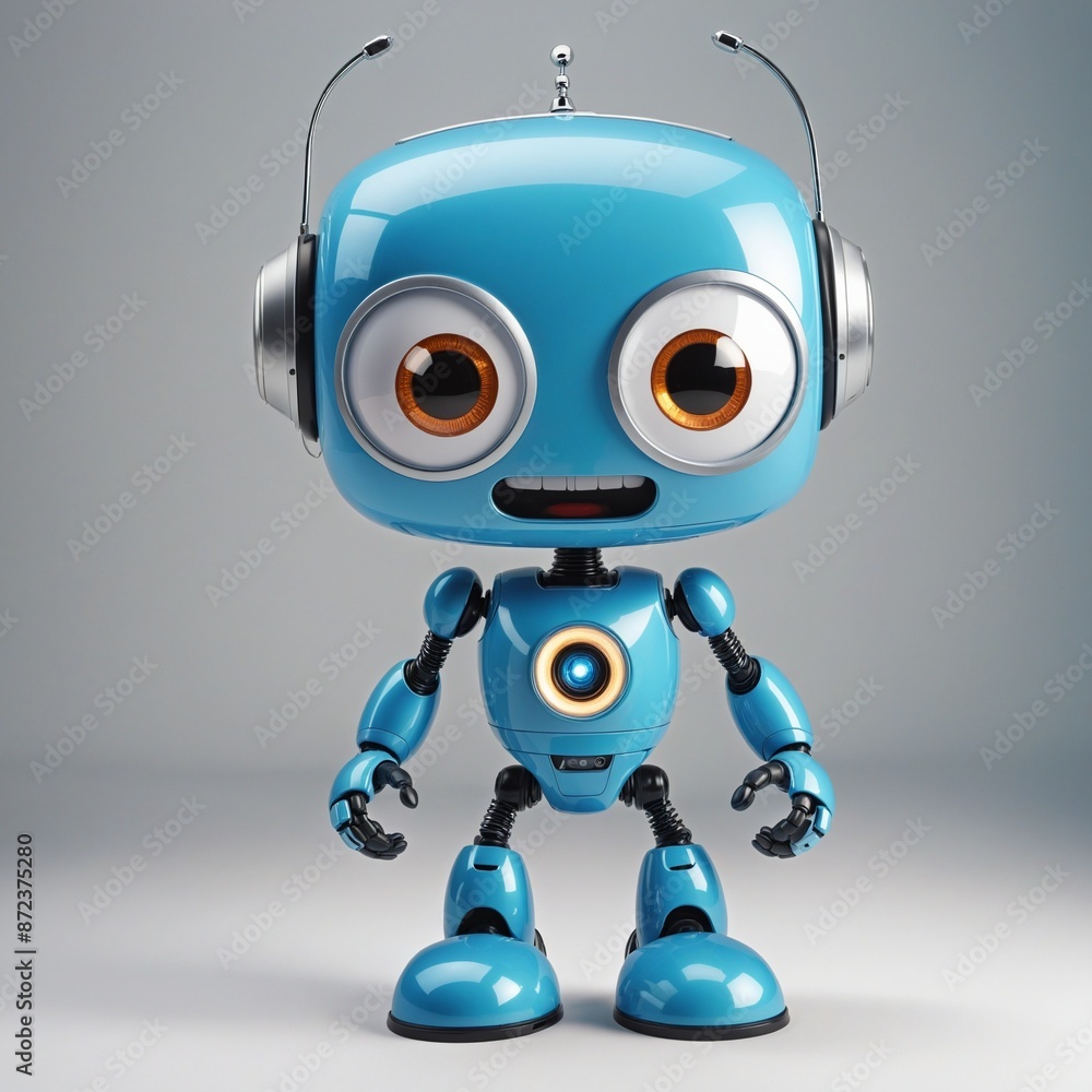 little smiling friendly cartoon robot little smiling friendly cartoon robot