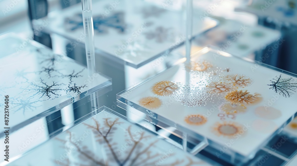 Detailed Microscopic Slides on Clean Background for Science and Research Concepts Detailed Microscopic Slides on Clean Background for Science and Research Concepts